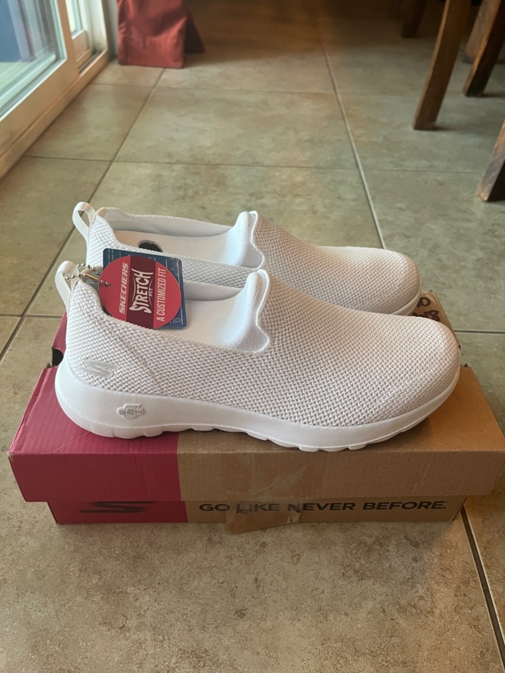 Skechers Slip-On Stretch Knit Sneakers - White